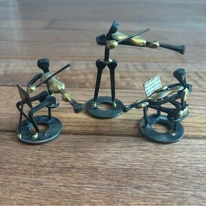 Bronze musician horseshoe nail sculpture set